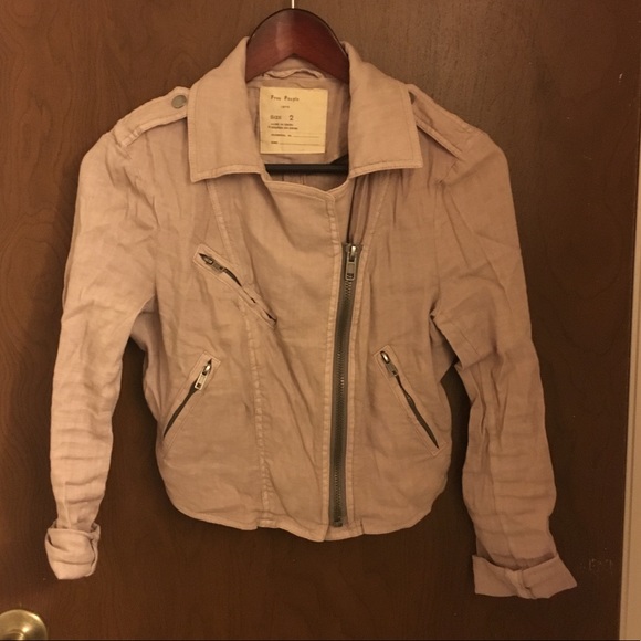 Free People Blush Linen Moto Jacket - Picture 3 of 8